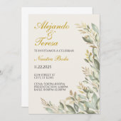 Invitacion Para Evento Verde Con Dorado (正面/裏面)
