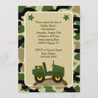 Invitacion para fiesta militar Soldado camuflage 招待状