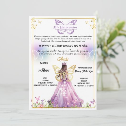 Invitación para fiestas de Quinceaños 招待状 (スタンド正面)