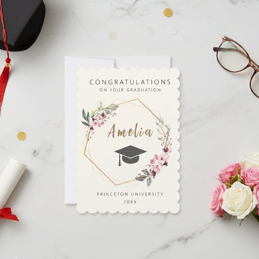 Invitación Personalized graduation ticket with cap 招待状