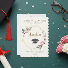 Invitación Personalized graduation ticket with cap 招待状