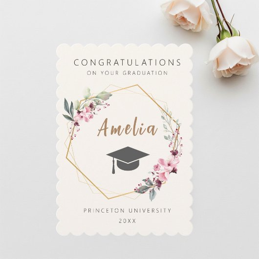 Invitación Personalized graduation ticket with cap 招待状