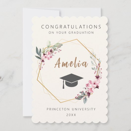 Invitación Personalized graduation ticket with cap 招待状 (正面)