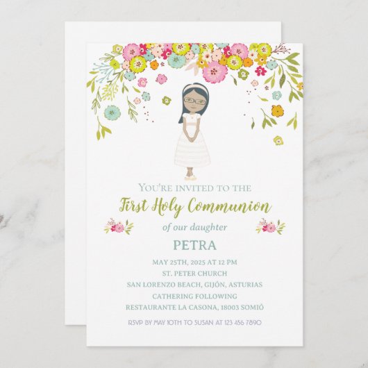 Invitación PETRA Primera Comunión 招待状 (正面/裏面)