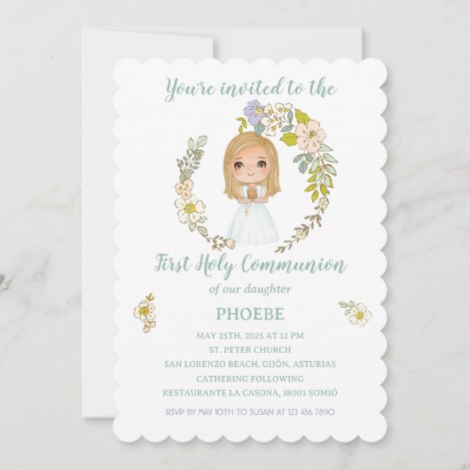 Invitación PHOEBE Primera Comunión 招待状 (正面)
