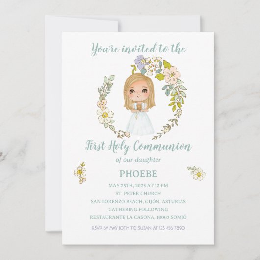 Invitación PHOEBE Primera Comunión 招待状 (正面)