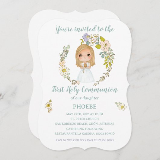Invitación PHOEBE Primera Comunión 招待状 (正面/裏面)
