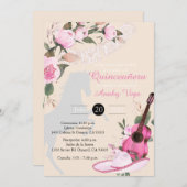 Invitación Pink de Charro Mariachi en Oro  招待状 (正面/裏面)
