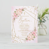 Invitación Pink Floral Baptism Invitation 招待状 (スタンド正面)