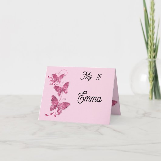 Invitación plegable quinceañera mariposas 招待状 (正面)