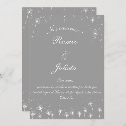 invitación pre-boda diente de león 招待状 (正面/裏面)