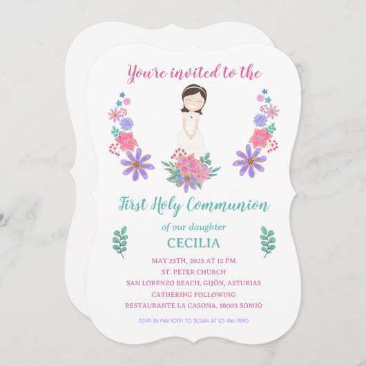 Invitación Primera Comunión CECILIA 招待状 (正面/裏面)
