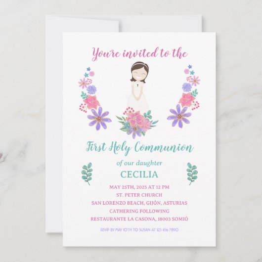 Invitación Primera Comunión CECILIA 招待状 (正面)