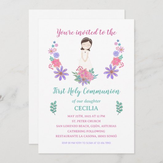 Invitación Primera Comunión CECILIA 招待状 (正面/裏面)
