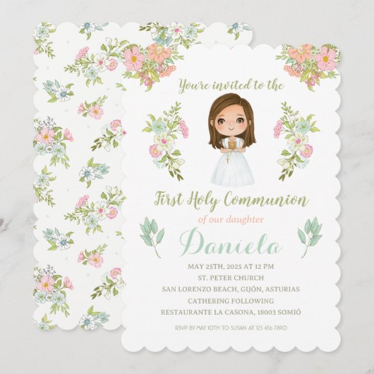 Invitación Primera Comunión DANIELA 招待状 (正面/裏面)