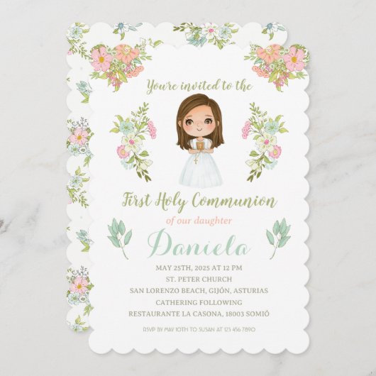 Invitación Primera Comunión DANIELA 招待状 (正面/裏面)