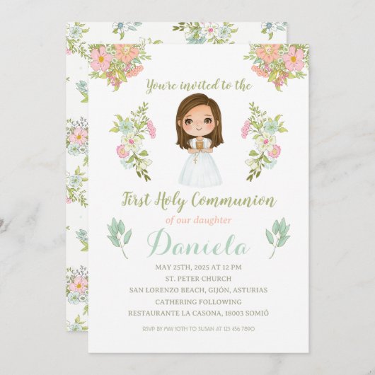 Invitación Primera Comunión DANIELA 招待状 (正面/裏面)