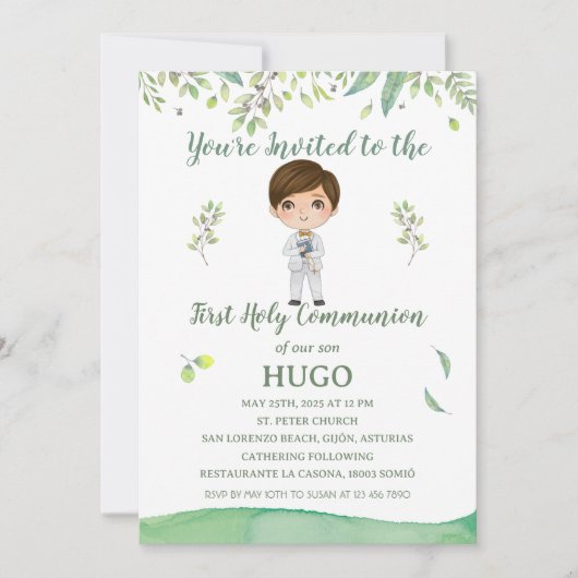 Invitación Primera Comunión HUGO 招待状 (正面)