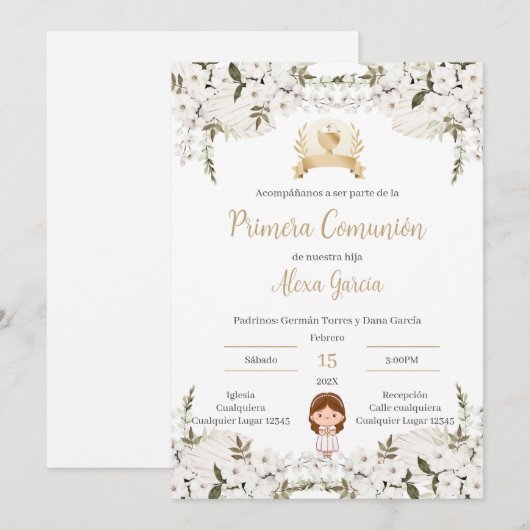Invitación Primera Comunión Niña 招待状 (正面/裏面)