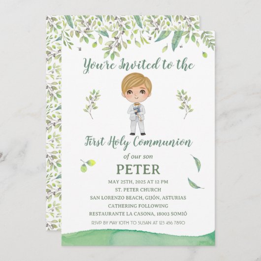 Invitación Primera Comunión PETER 招待状 (正面/裏面)