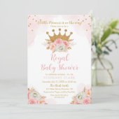 Invitación Princess Floral Pink & Gold Baby Shower 招待状 (スタンド正面)