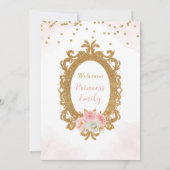 Invitación Princess Floral Pink & Gold Baby Shower 招待状 (裏面)