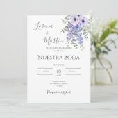 Invitación Purple Floral wedding invitation in 招待状 (スタンド正面)