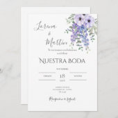 Invitación Purple Floral wedding invitation in 招待状 (正面/裏面)