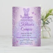 Invitación Quinceañera Purple Lilac Butterflies 招待状 (スタンド正面)