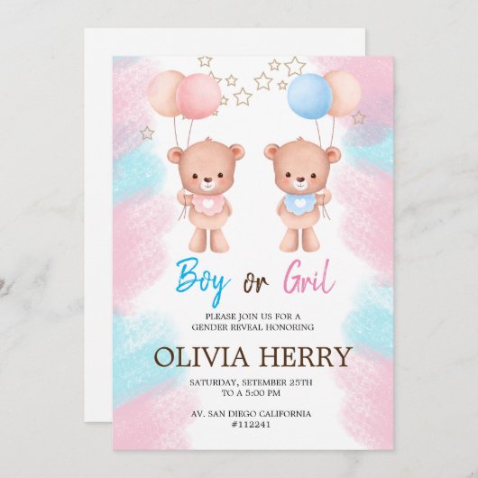 INVITACION REVELACION DE GENERO 招待状 (正面/裏面)