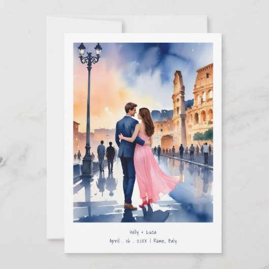 Invitación Rome Coliseum Colorful Cityscape Weddin 招待状 (正面)