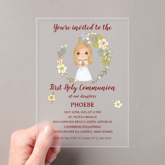 Invitación sobre acrílico PHOEBE Primera Comunión アクリル招待状 (インサイチュ (ポータブル))