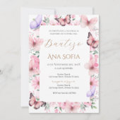 Invitación Spanish Baptism Girl invitation pink 招待状 (正面)