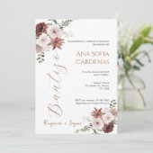 Invitación Spanish Baptism Girl invitation pink 招待状 (スタンド正面)