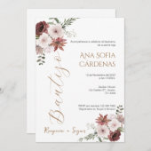 Invitación Spanish Baptism Girl invitation pink 招待状 (正面/裏面)