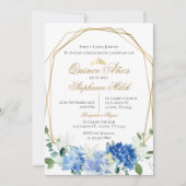 Invitación Spanish Quinceanera Blue floral invit 招待状 (正面)