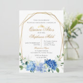 Invitación Spanish Quinceanera Blue floral invit 招待状 (スタンド正面)