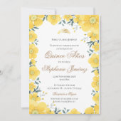 Invitación Spanish Quinceanera yellow floral invit 招待状 (正面)
