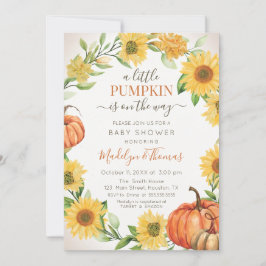 Invitación Sunflowers & Pumpkins fall Baby Shower 招待状