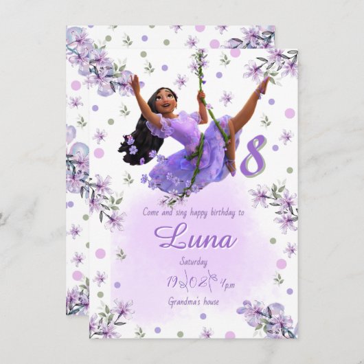 Invitación Template Isabella's Birthday Invitation 招待状 (正面/裏面)