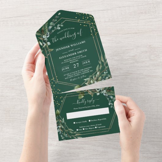 Invitación Todo En Uno elegant eucalyptus wedding オールインワン招待状 (貼ってはがせる)
