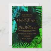 Invitación tropical gold watercolor wedding 招待状 (正面)