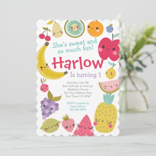 Invitación Tuttifrutti Birthday Invitation 招待状 (スタンド正面)