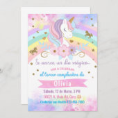 Invitación Unicorn head birthday invitation, Spani 招待状 (正面/裏面)