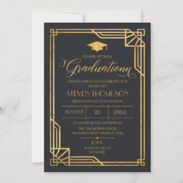 Invitación Vintage Art Deco Graduation Invitation 招待状