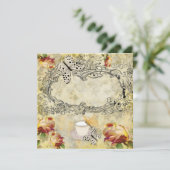 Invitación vintage tazas y mariposas decoupage 招待状 (スタンド正面)