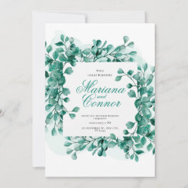 Invitación Watercolor Greenery Botanical Wedding I 招待状
