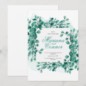 Invitación Watercolor Greenery Botanical Wedding I 招待状 (正面/裏面)