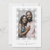 Invitación Wedding Grey Fancy Ornament Lace Effect 招待状 (正面)