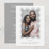 Invitación Wedding Grey Fancy Ornament Lace Effect 招待状 (正面/裏面)